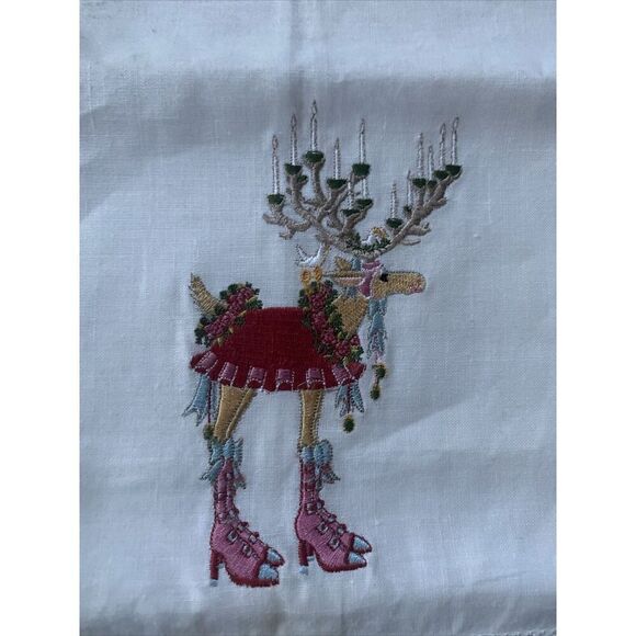 *Rare*NWT Patience Brewster “Donna Dash-Away” Reindeer Holiday Guest Tea Towel - Picture 2 of 6